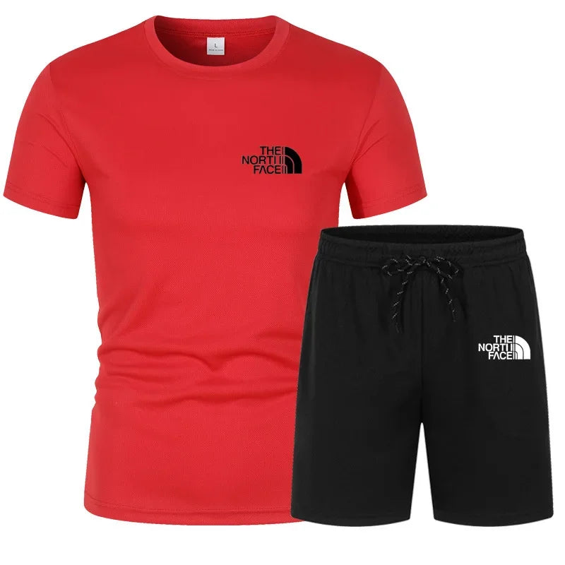 2025 Summer Fashion Men'S Track and Field Suit T-Shirt Set Casual Short Sleeve Set Jogging Sportswear Brand Clothing Hot Sale