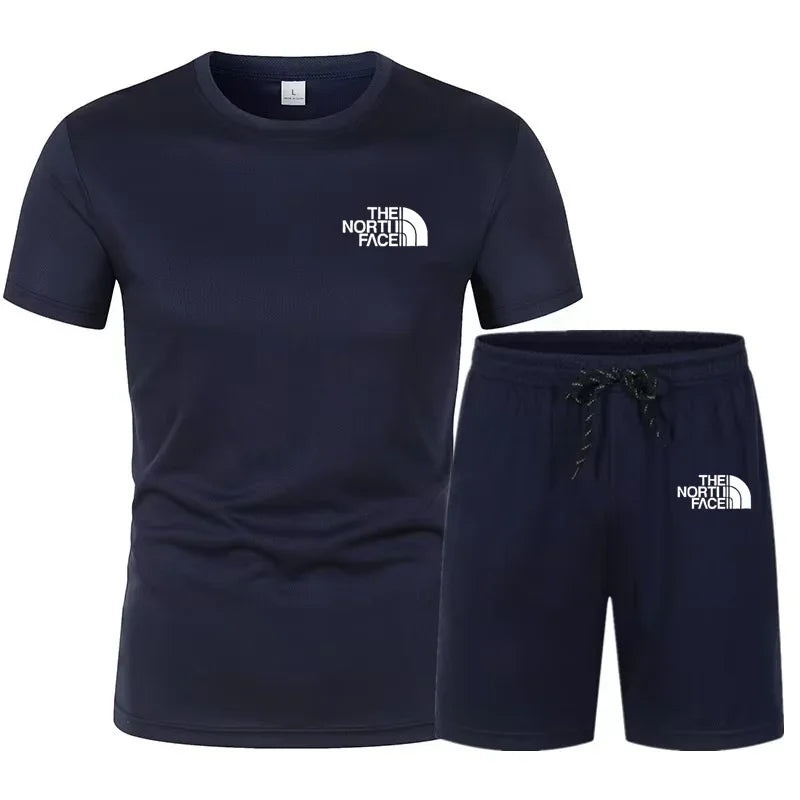 2025 Summer Fashion Men'S Track and Field Suit T-Shirt Set Casual Short Sleeve Set Jogging Sportswear Brand Clothing Hot Sale