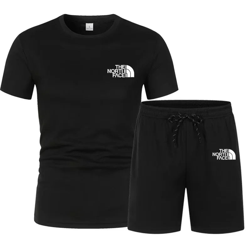 2025 Summer Fashion Men'S Track and Field Suit T-Shirt Set Casual Short Sleeve Set Jogging Sportswear Brand Clothing Hot Sale