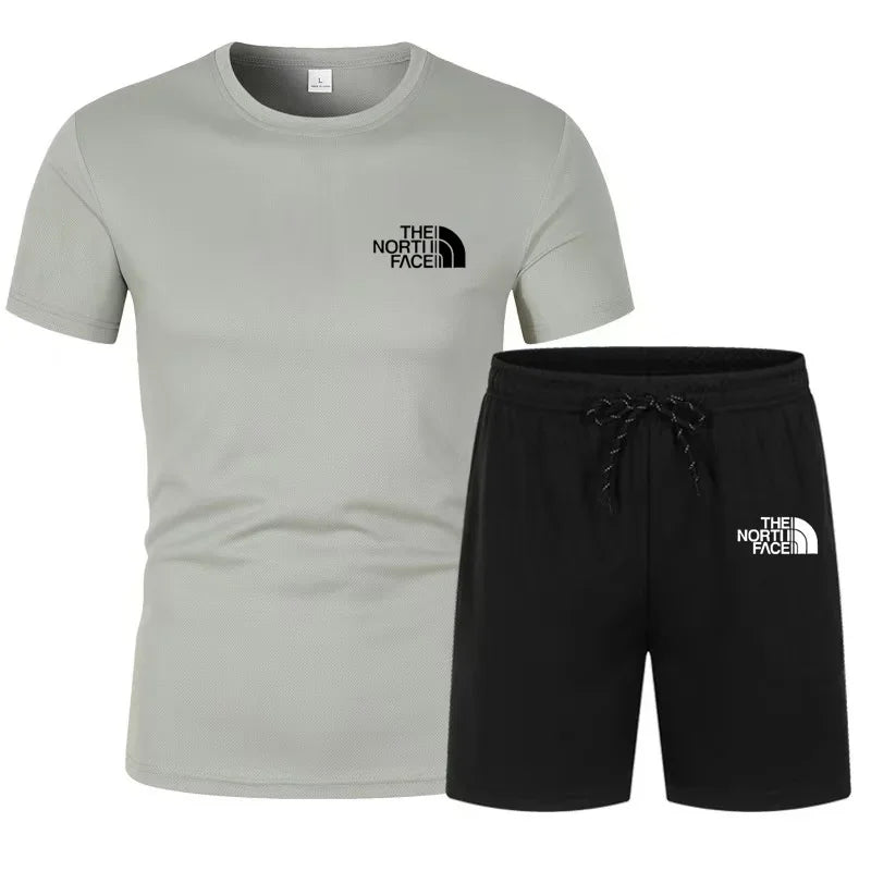 2025 Summer Fashion Men'S Track and Field Suit T-Shirt Set Casual Short Sleeve Set Jogging Sportswear Brand Clothing Hot Sale