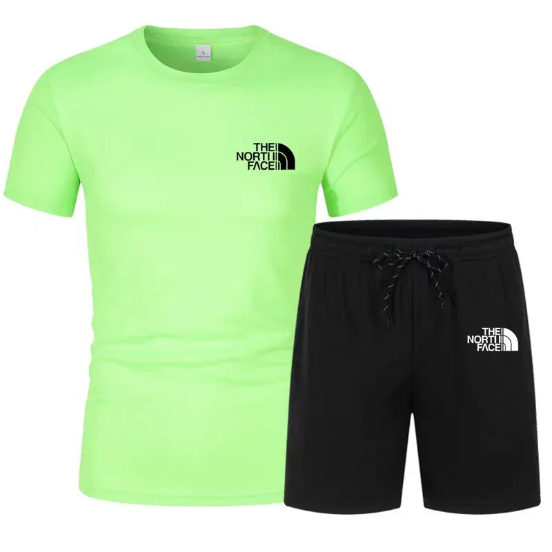 2025 Summer Fashion Men'S Track and Field Suit T-Shirt Set Casual Short Sleeve Set Jogging Sportswear Brand Clothing Hot Sale