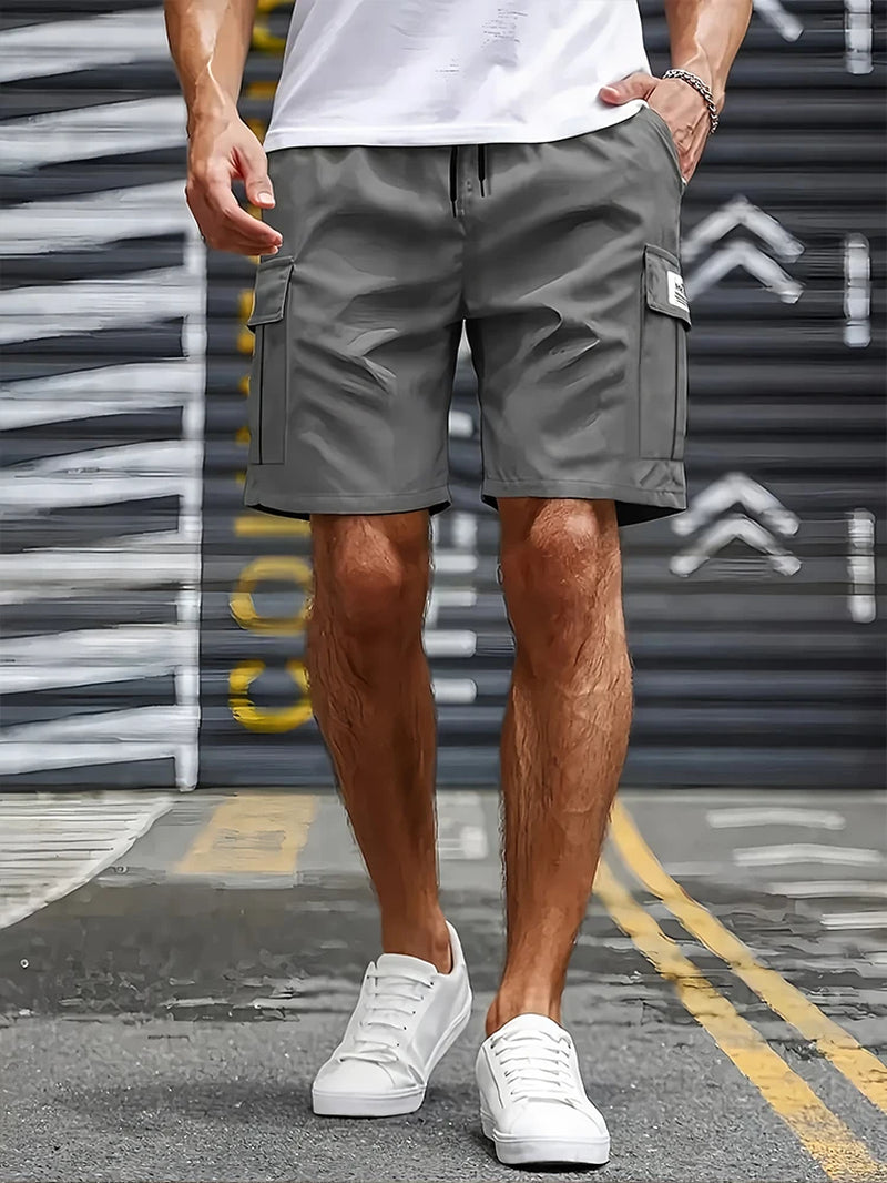 Big Pocket Men'S Shorts Casual Work Cool Pants with Point Loose Fit Clothing Waist Sports Male Outfit Shorts