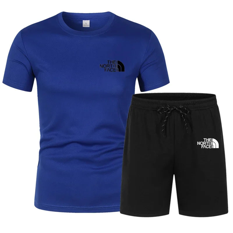 2025 Summer Fashion Men'S Track and Field Suit T-Shirt Set Casual Short Sleeve Set Jogging Sportswear Brand Clothing Hot Sale